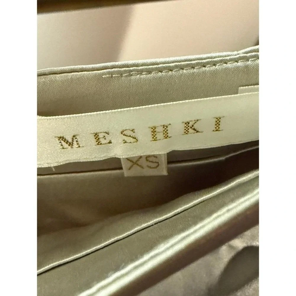 meshki neutral tan xs viscose satin skirt‎ Meshki sleek midi